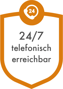 24/7 telefonisch erreichbar